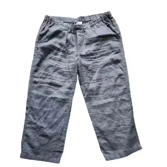 Allen Allen Linen Pants sz Large Gray Drawstring Pull On Relaxed Wide Leg Pocket - Picture 1 of 3